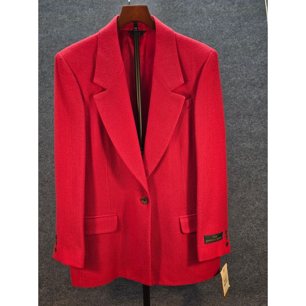 Hawksley & Wight Blazer Women 12 Red New Vintage Wool Deadstock Tailored 610131A